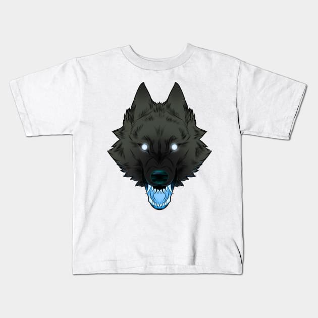 Blue Wolf Kids T-Shirt by RioBurton